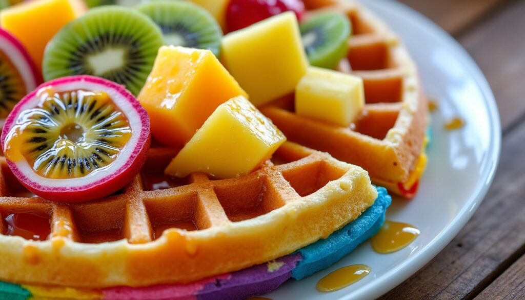 découvrez notre recette facile et rapide de gaufre arc en ciel aux fruits exotiques, parfaite pour un dessert coloré et savoureux.