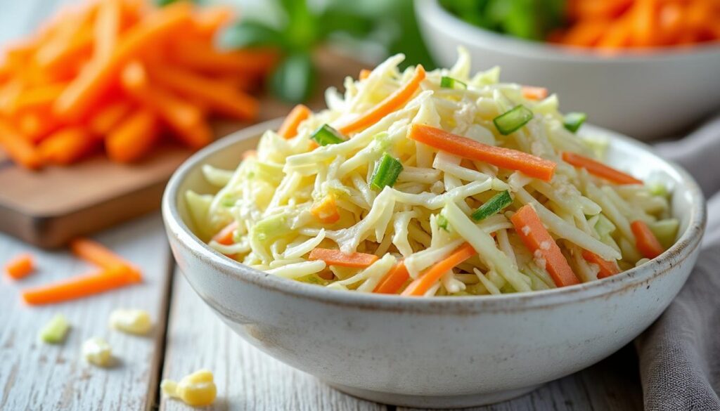 découvrez notre recette traditionnelle de coleslaw, une salade croquante de chou et carottes, simple à préparer et parfaite pour accompagner tous vos repas.