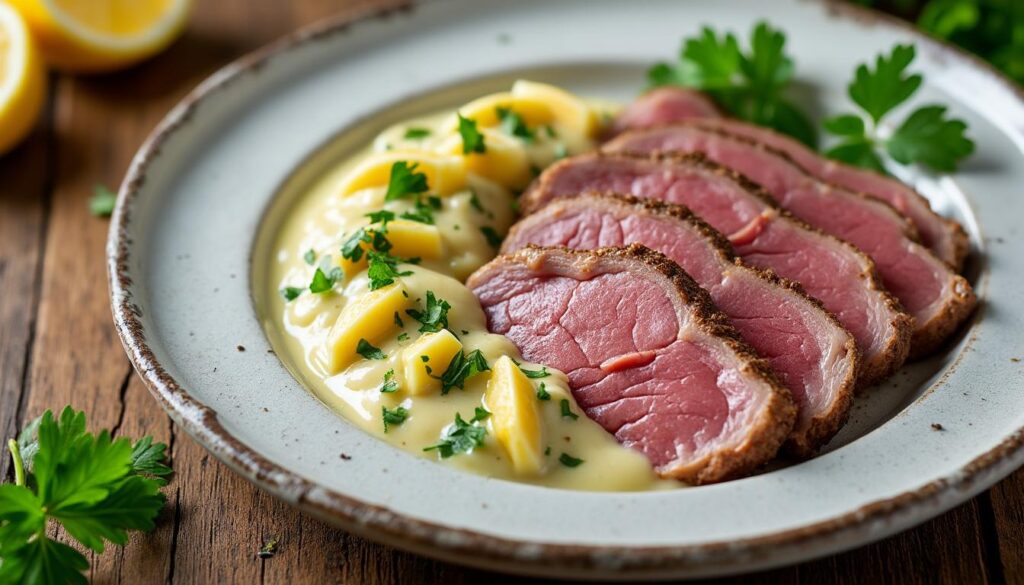 découvrez notre recette traditionnelle de tête de veau accompagnée d'une sauce gribiche facile et rapide à préparer pour un repas savoureux et authentique.
