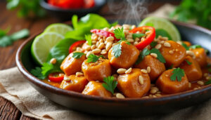 découvrez notre recette facile et savoureuse de poulet cacahuète thaï, parfaite pour un repas exotique et gourmand en quelques minutes.