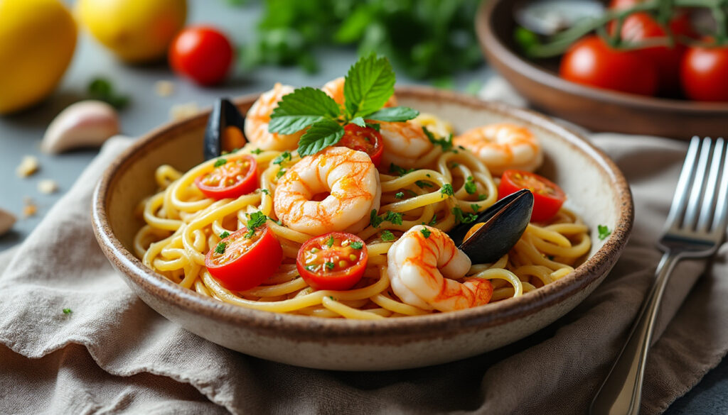 découvrez une recette facile et rapide de pâtes aux fruits de mer, savoureuse et idéale pour un repas gourmand sans passer des heures en cuisine.